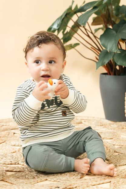 ALTAN Langarmshirt in creme mit grünen Streifen