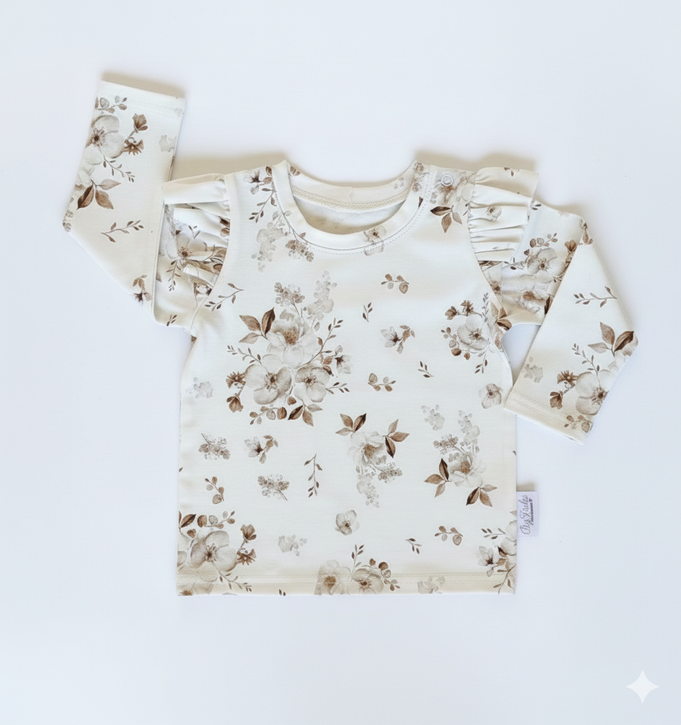 JASMIN Rüschen Shirt in cremefarbe - Handmade