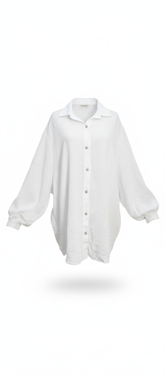 KANIA Lange Musselin Bluse in beige