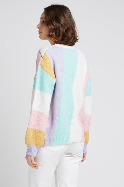 LOLLIPOP Pastellfarbener Paillettenpullover aus recycelten Materialien