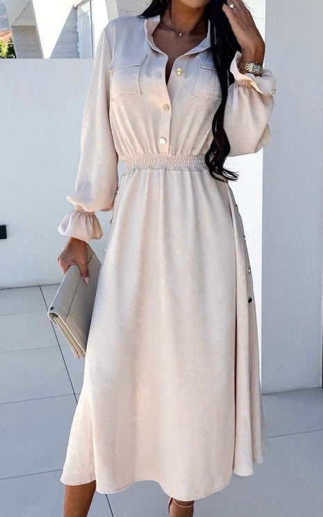 LIANA Langes Kleid in beige