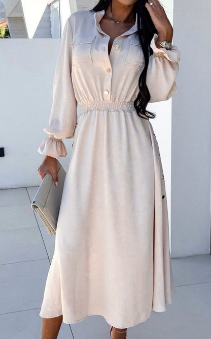 LIANA Langes Kleid in beige