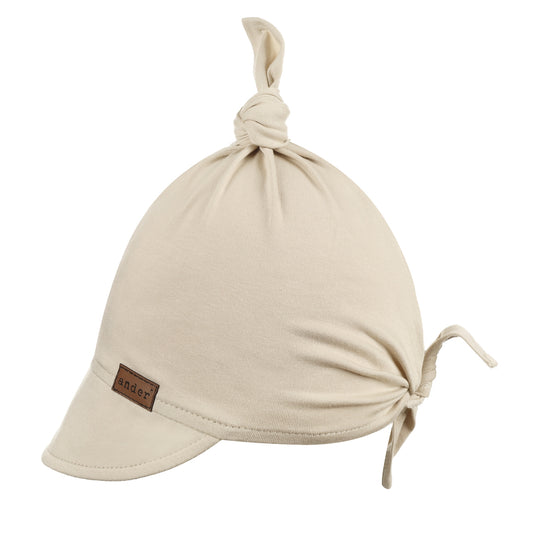 ANDER Beanie Baumwolle Knotenmütze in hellbeige