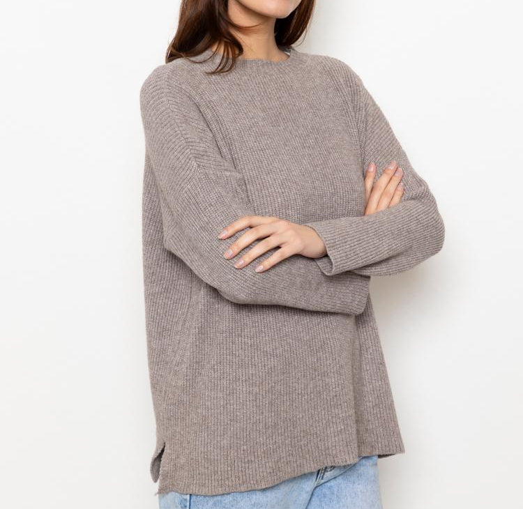 Strickpullover in taupe