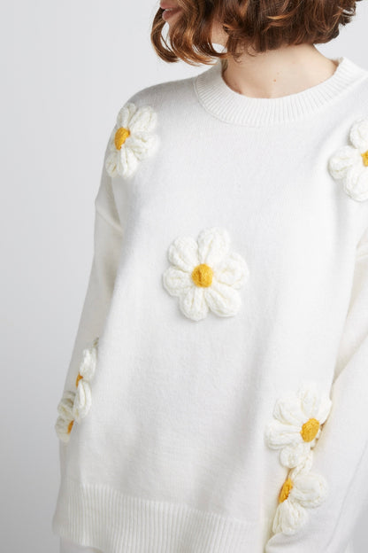 DAISY Dicker Pullover aus recycelten Materialien in weiß